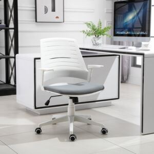 Vinsetto Ergonomic Desk Chair PU Plastic Adjustable Armrest Comfortable Office Chair White