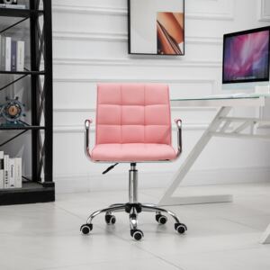 Vinsetto Executive PU Swivel Office Chair Armchair With Adjustable Height 5 Wheels Thick Padding Moulded Seat Home Work Pink