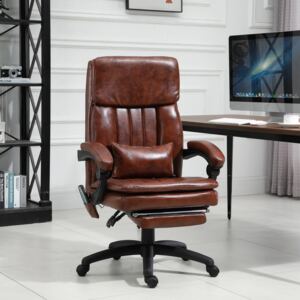 Vinsetto Faux Leather Armchair Adjustable Heated & Massaging Office Chair w/ Lumbar and Leg Support - Brown