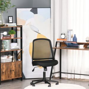 Vinsetto Leisure Office Chair Mesh Fabric Computer Home Study Bedroom Armless with Wheels, Black