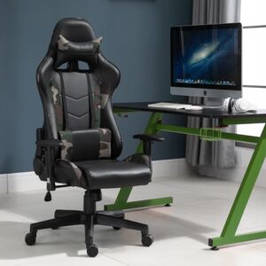 Vinsetto Gaming Office Chair High Back Reclining Gaming Chair w/Vibrating Lumbar Cushion Rocking,Green
