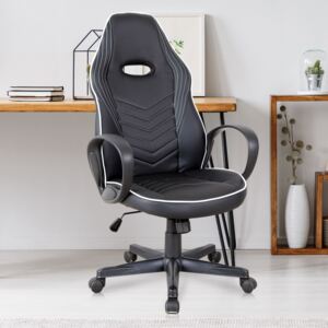 Vinsetto Executive PU Leather Office Gaming Chair Adjustable Height Padded Seat w/ Wheels White