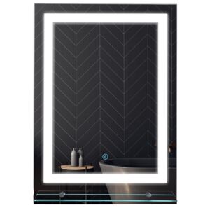 Kleankin Glass Illuminated LED Edge Tall Bathroom Mirror - 70x50cm