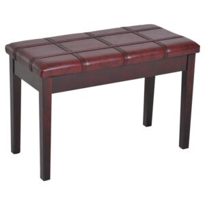 HOMCOM Faux Leather Piano Stool Keyboard Double Duet Bench Seat with Storage 75L x 35W x 49H (cm) - Wine Red