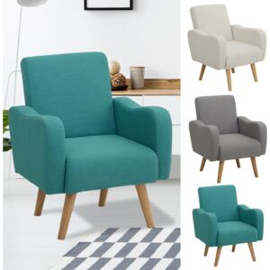 HOMCOM Nordic Armchair Sofa Seat Solid Wood Living Room Furniture