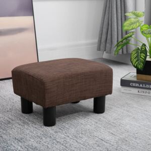 HOMCOM Linen Fabric Footstool Ottoman Cube w/ 4 Plastic Legs Black