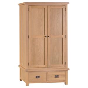 Carrabba Medium Oak finish Door Wardrobe with Drawers
