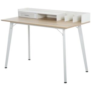 HOMCOM Modern Computer Desk Laptop Writing Table w/Hutch 1 Drawer workstation Home Office Furniture Oak Color and White