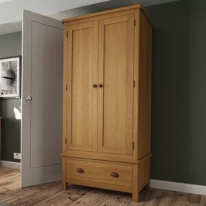 Rara Rustic Oak 2 Door Wardrobe with Drawers