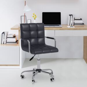HOMCOM PU Leather Height Adjustable Swivel Office Computer Chair 360 Degree Chair with Chrome Base and Castor Wheels Armrest Bar Chair