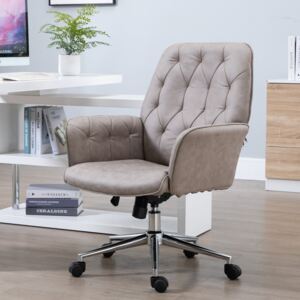 Vinsetto Tufted Desk Chair w/ Arm Rest on Wheels Grey