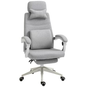 Vinsetto High Back Office Chair Modern Adjustable Reclining Executive Swivel Computer Desk Seat with Armrest and Footrest, Grey