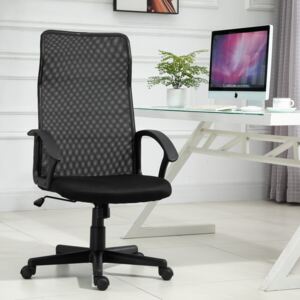 Vinsetto Swivel Chair Mesh Back Office Chair Executive Armchair With Adjustable Height 5 Wheels Thick Padding Moulded Seat Home Work