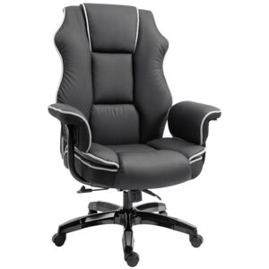 Vinsetto High-Back Computer Gaming Chair, PU Leather Swivel Desk Chair Ergonomic Recliner with Padded Armrests, Adjustable Seat Height, Black