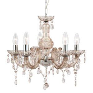 Searchlight 1455-5MI Marie Therese 5 Light Ceiling Pendant Light In Chrome And Mink