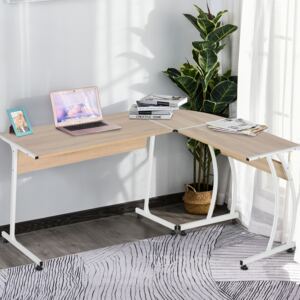 HOMCOM Particle Board L-Shaped Home Office Desk White/Oak