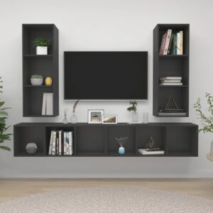VidaXL Wall-mounted TV Cabinets 4 pcs Grey Chipboard