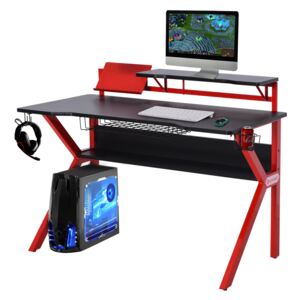 HOMCOM MDF Spacious Gaming Desk w/ Cup Holder Red