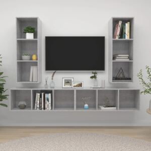 VidaXL Wall-mounted TV Cabinets 4 pcs Concrete Grey Chipboard