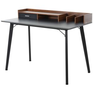 HOMCOM Modern Computer Desk Laptop Writing Table w/Hutch 1 Drawer workstation Home Office Furniture Brown and Black