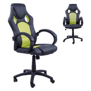 HOMCOM Racing Chair Gaming Sports Swivel Desk Chair Executive Leather Office Chair PC chairs Height Adjustable Armchair-Black/Green