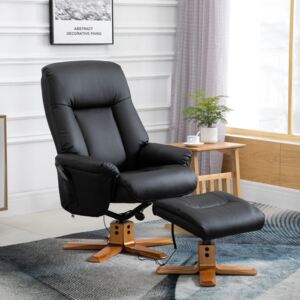 HOMCOM PU Leather 10-Point Massage Sofa Armchair Chair w/Footrest Heat Recliner Black