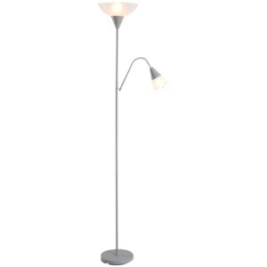 HOMCOM Modern Floor Reading Lamp 2 Heads Adjustable Light, Mother-Daughter Shape with Steel Base for Living Room Bedroom Office