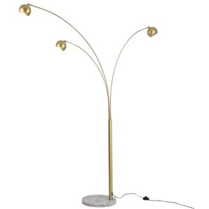HOMCOM 198cm 3-Branch Futuristic Floor Lamp Metal Frame Multi-Light Shade Rotating w/ Marble Base Arched Home Decoration Furnishing Gold