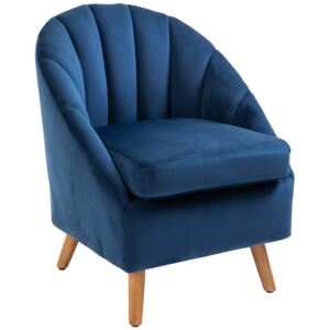 HOMCOM Decadent Single Lounge Chair in Velvet-Look Upholstery w/ Wooden Legs Navy