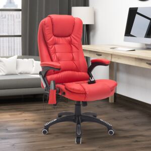 HOMCOM PU Leather Office W/Massage Function, High Back-Red