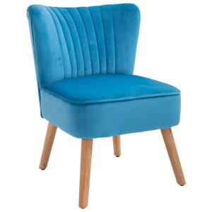 HOMCOM Faux Velvet Vertical Tufted Accent Chair Blue