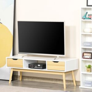 HOMCOM TV Stand Cabinet Unit for TVs up to 50 Inch with 2 Drawers and Storage Compartment Entertainment Console for Living Room