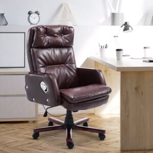 HOMCOM PU Leather Adjustable Office Chair-Brown Leather