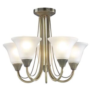 Dar BOS05 Ceiling Pendant in Antique brass with 5 Lights
