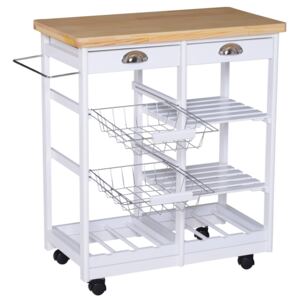 HOMCOM Kitchen Island, 74Wx37Dx76Hcm-White