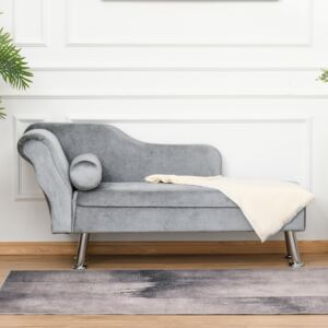 HOMCOM 62" Chaise Lounge Sofa Designer Retro Vintage Style Sofa Day Bed With Bolster Cushion-Grey