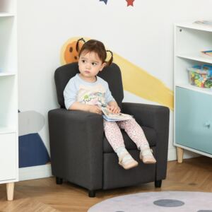 HOMCOM Single Seater Kids Sofa Chair with Footrest Recliner Upholstered Armchair for Children Playroom Bedroom Living room, Grey