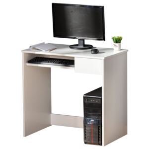 HOMCOM Compact Computer Table with Keyboard Tray Drawer Study Office Working Writing Desk, White