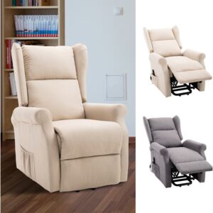 HOMCOM Recliner Lift Chair Stand Assist Electric Power w/ Remote Control Linen Fabric