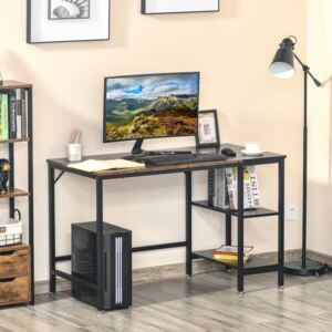 HOMCOM Computer Desk, Home Office Desk for Study, Writing with 2 Storage Shelves on Left or Right, Steel Frame, 120x60x76cm