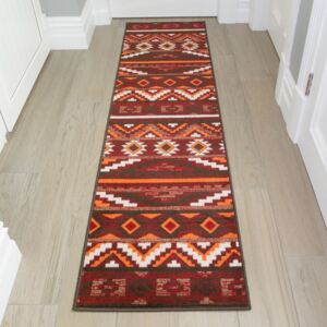 Red and Terracotta Aztec Rug - Milan