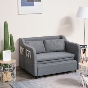 HOMCOM Modern Two Seater Sofa Convertible Sleeper Sofa Bed w/ Armrest Living Room