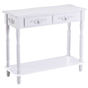 HOMCOM 2 Drawers Console Table-White