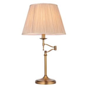 Interiors 1900 63649 Stanford Antique Brass Swing Arm Table lamp With Beige Shade in Brass