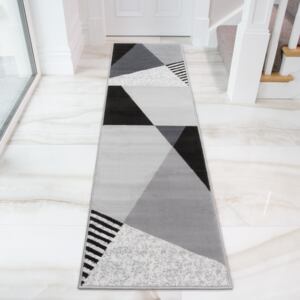Black Grey Modern Geometric Living Room Rug - Milan