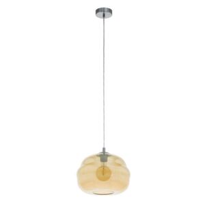 Eglo 39533 Dogato 1 Light Ceiling Pendant In Chrome With Amber Glass Shade