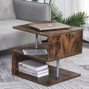 HOMCOM S-Shape Cube Coffee Console Table 2 Tier Storage Shelves Organizer Office Bookcase Living Room End Desk Stand Display (Natural)