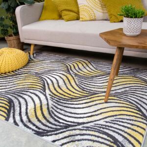 Mottled Yellow Wave Pattern Living Room Rug - Enzo