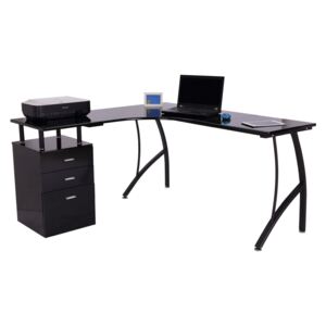 HOMCOM L-Shape Computer Desk-Black