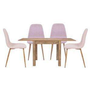 Kubu Extending Dining Table and 4 Ludlow Chairs - Pink